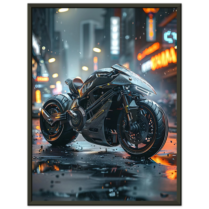 🏍️🏁🔧 Moto Cyberpunk Série futuriste #️⃣13  - (Affiche encadrée métal) - Aura Studio Déco