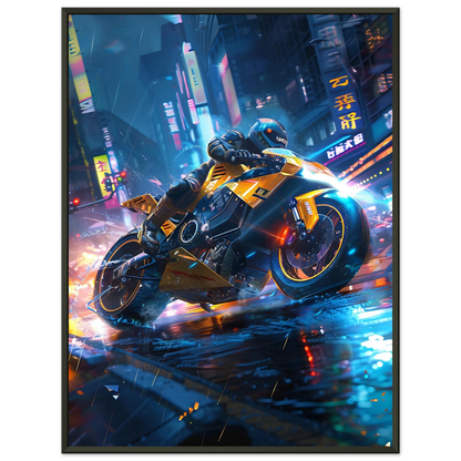 🏍️🏁🔧 Moto Cyberpunk Série futuriste #️⃣6  - (Affiche encadrée métal) - Aura Studio Déco