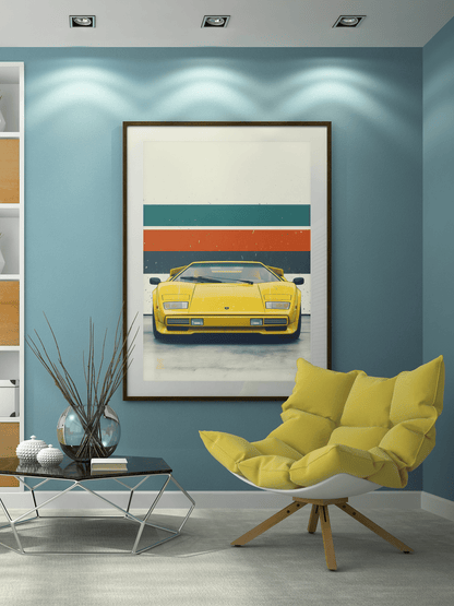 🏎️🏁Affiche Automobile Art' 80's Encadrée - Aura Studio Déco