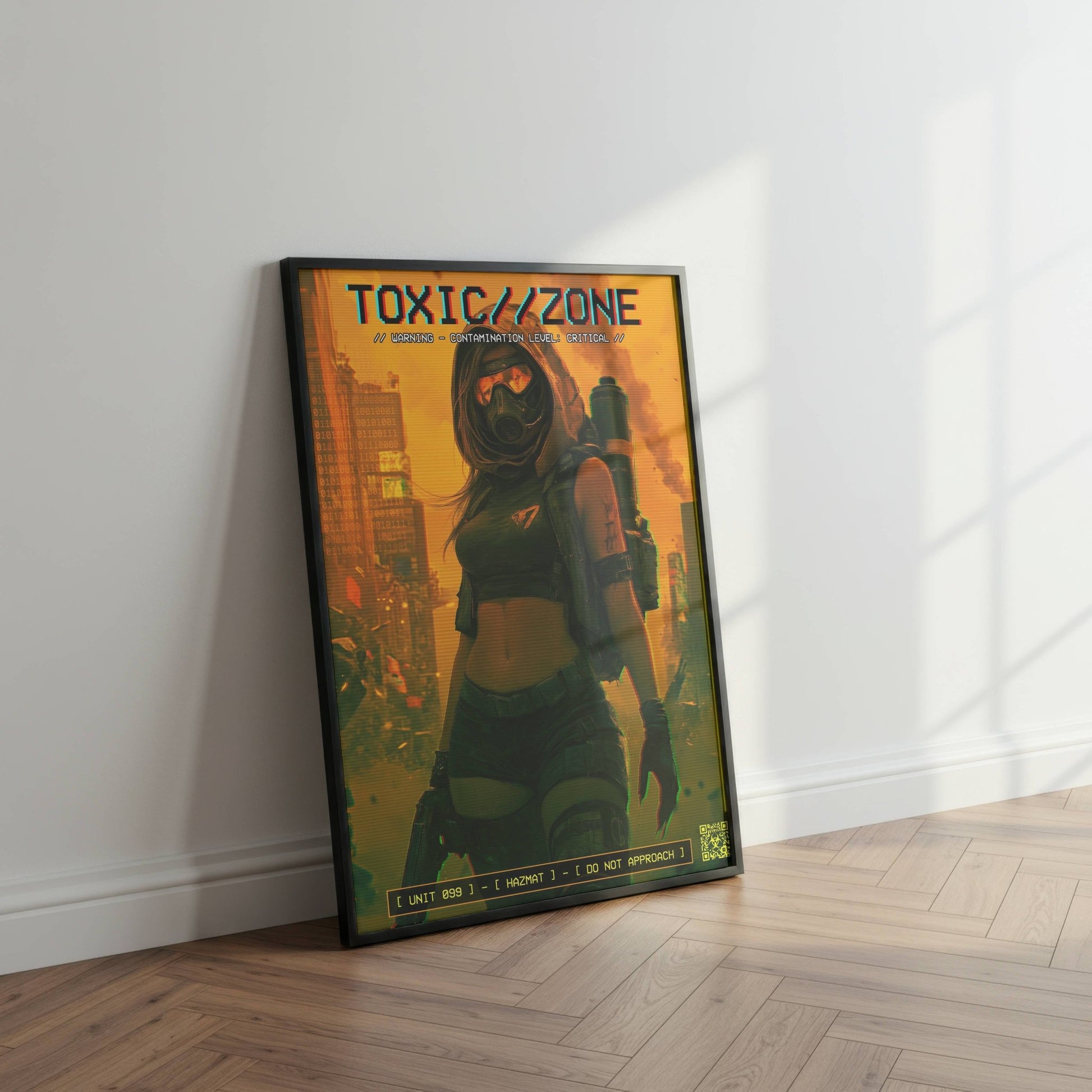 ☣️🧬 Série limitée Art Cyberpunk - Poster Cybergirl Toxic Zone - Aura Studio Déco