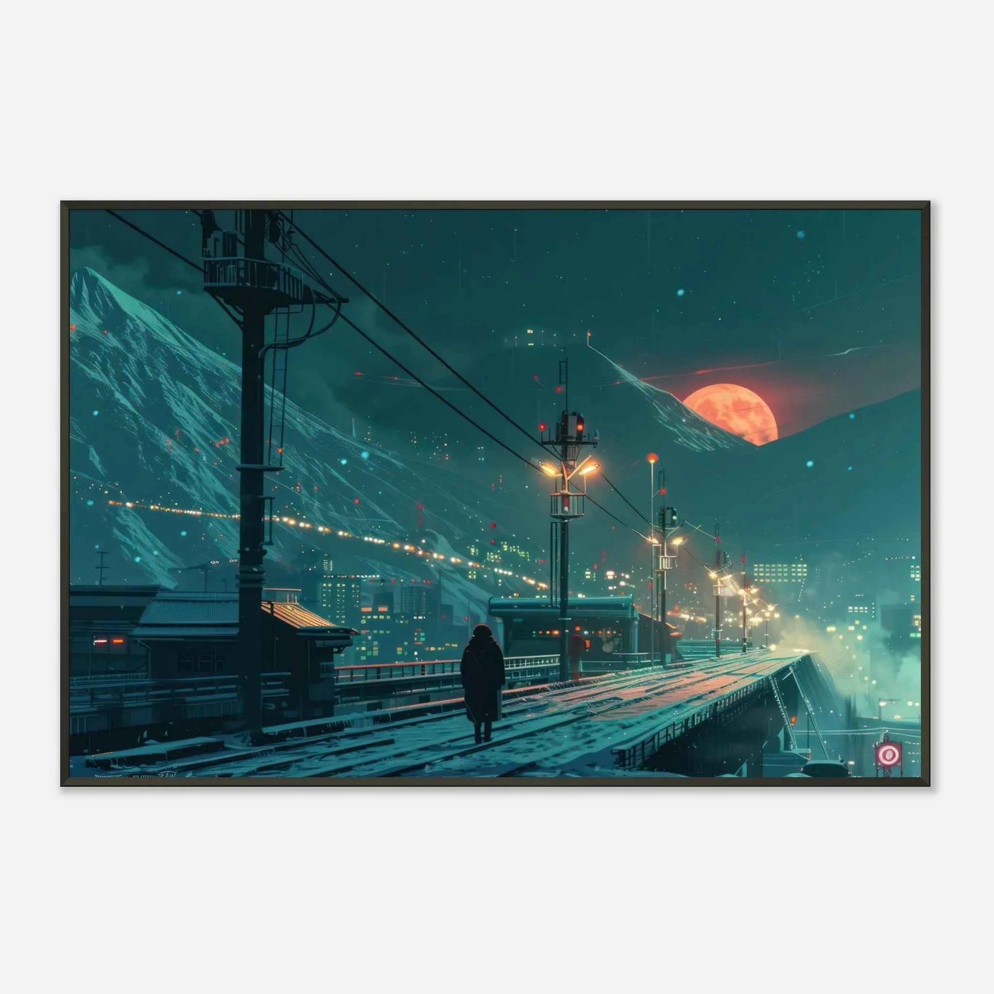 🐉🇯🇵✨ Affiche encadrée métal CLI-FI Anime Concept – Neon Samurai - Aura Studio Déco