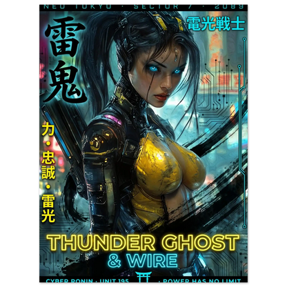 ☣️🧬 Série limitée Art Cyberpunk - Poster Cybergirl Thunder Ghost - Aura Studio Déco
