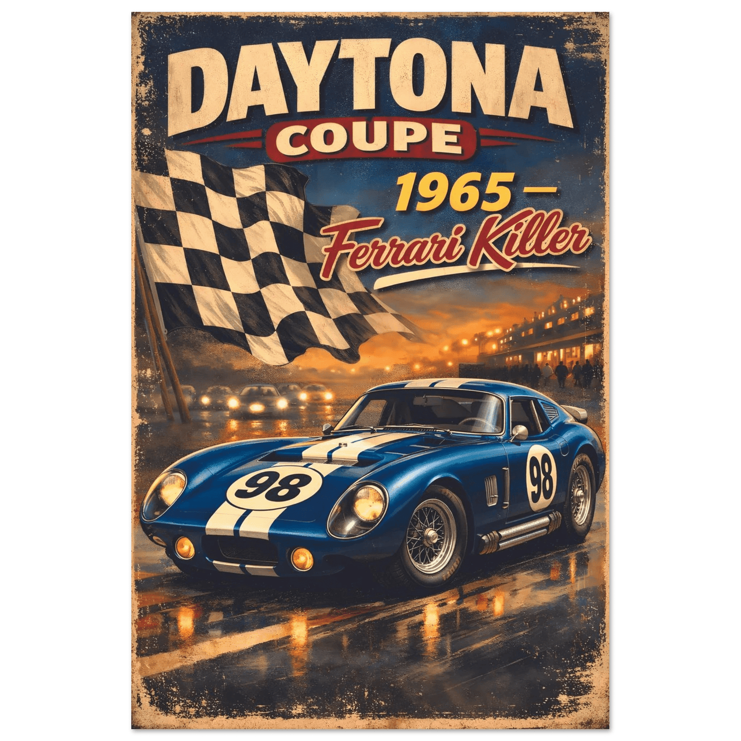 🏆🀣📺 Affiche Automobile Vintage Daytona - Aura Studio Déco