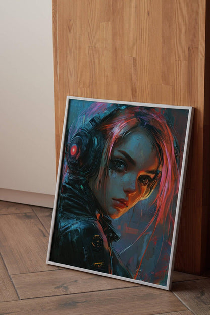 🧬Estampe d 'Art Affiche Cyber Girl Hors-série # 5 – Art Mural Cyberpunk - Aura Studio Déco