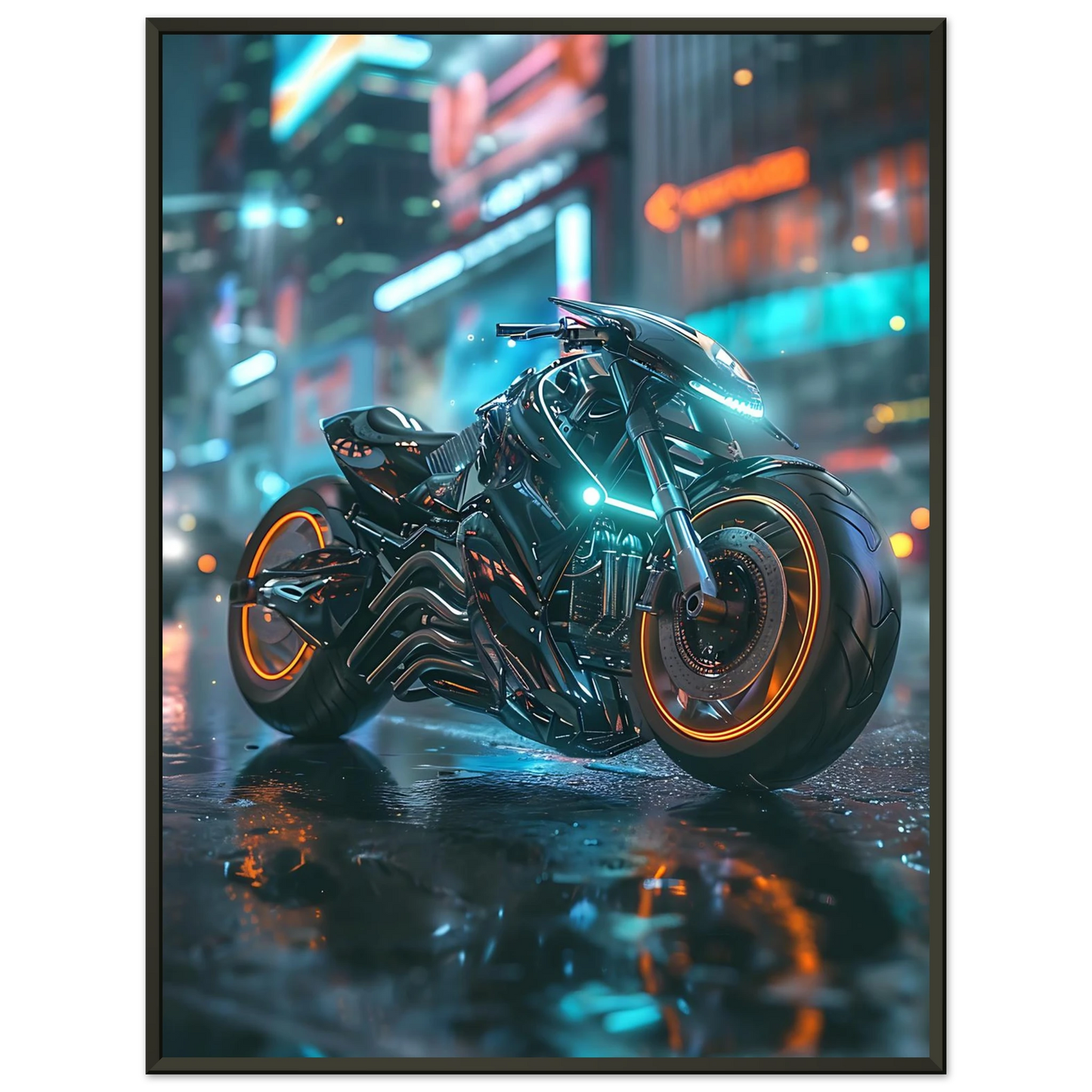 🏍️🏁🔧 Moto Cyberpunk Série futuriste #️⃣16  - (Affiche encadrée métal) - Aura Studio Déco