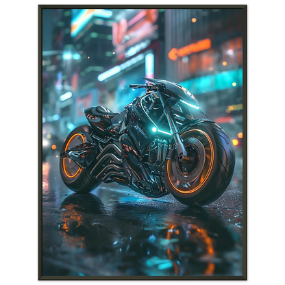 🏍️🏁🔧 Moto Cyberpunk Série futuriste #️⃣16  - (Affiche encadrée métal) - Aura Studio Déco