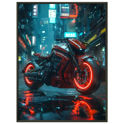 🏍️🏁🔧 Moto Cyberpunk Série futuriste #️⃣19  - (Affiche encadrée métal) - Aura Studio Déco