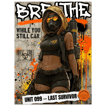 ☣️🧬 Série limitée Art Cyberpunk - Poster Cybergirl Unit 099 Breathe - Aura Studio Déco