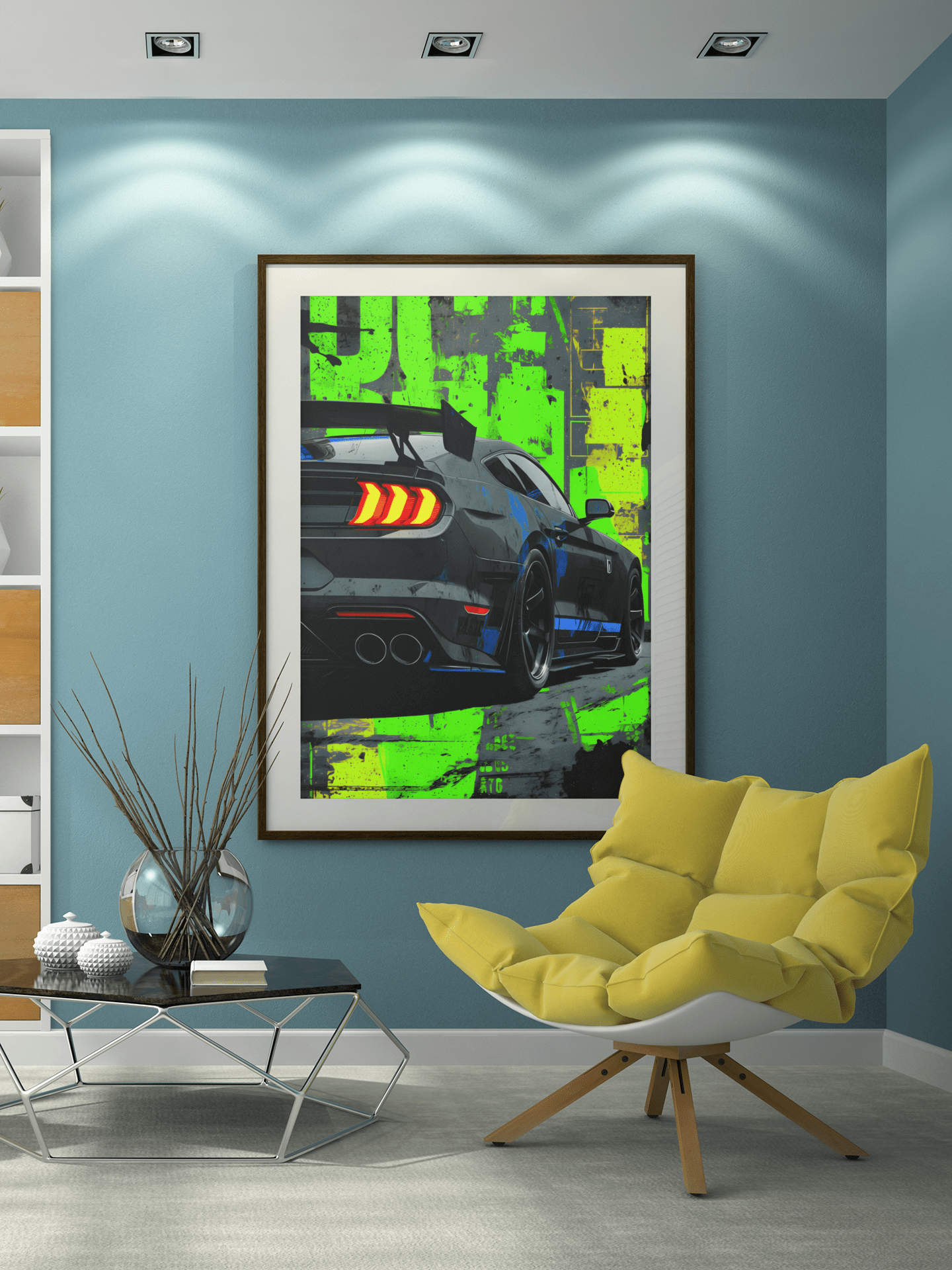 🏎️🏁Affiche Automobile Art' Style 2 Encadrée - Aura Studio Déco