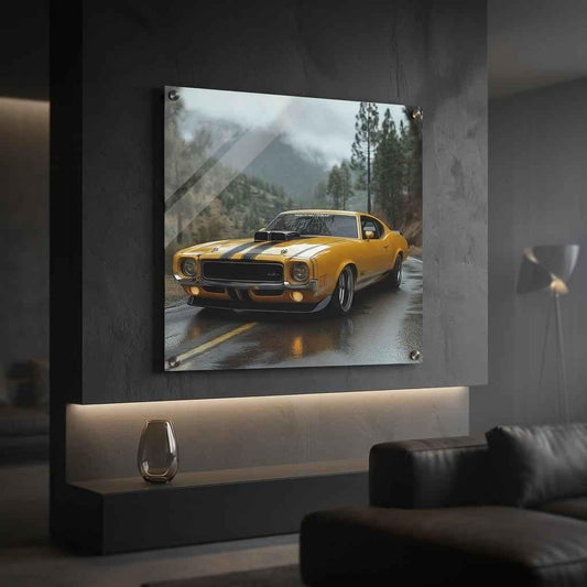 🏁⛽Tableau Acrylique Muscle Car #2🛢️Décoration Murale Luxe & Brillance - Aura Studio Déco