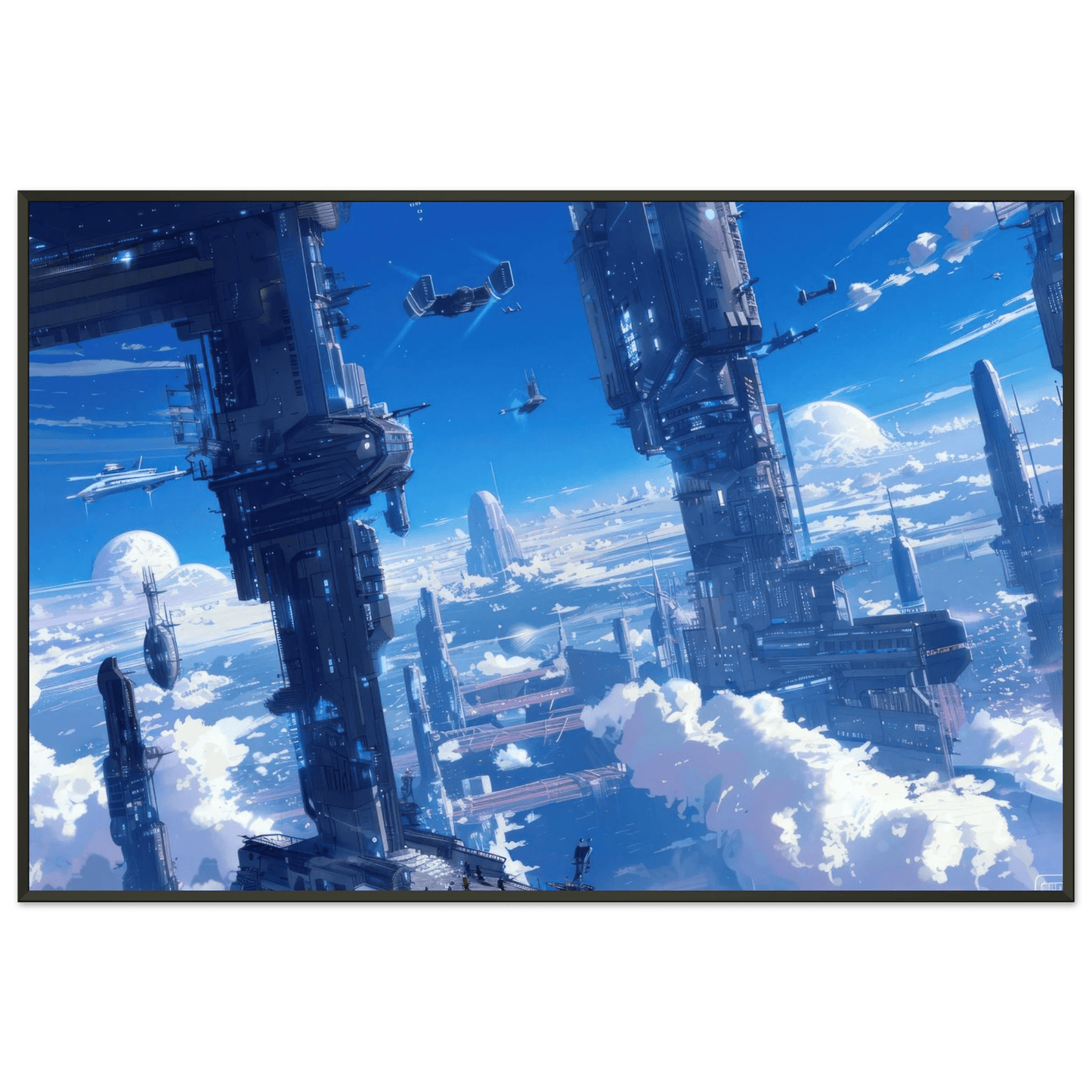 🐉🇯🇵✨ Affiche encadrée métal CLI-FI Anime Concept – Sky Colony - Aura Studio Déco