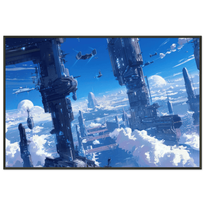 🐉🇯🇵✨ Affiche encadrée métal CLI-FI Anime Concept – Sky Colony - Aura Studio Déco