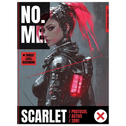 ☣️🧬 Série limitée Art Cyberpunk - Poster Cybergirl Scarlet - Aura Studio Déco