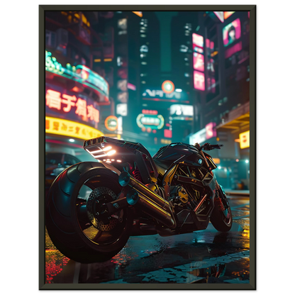 🏍️🏁🔧 Moto Cyberpunk Série futuriste #️⃣11  - (Affiche encadrée métal) - Aura Studio Déco