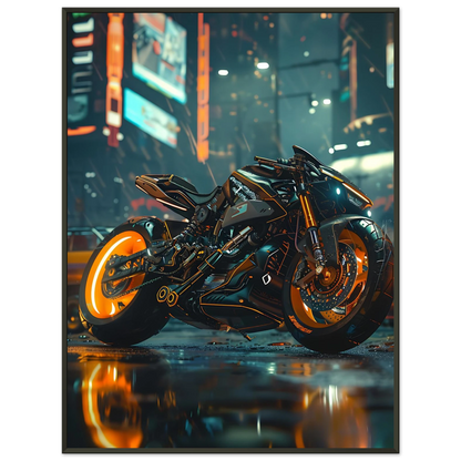 🏍️🏁🔧 Moto Cyberpunk Série futuriste #️⃣18  - (Affiche encadrée métal) - Aura Studio Déco