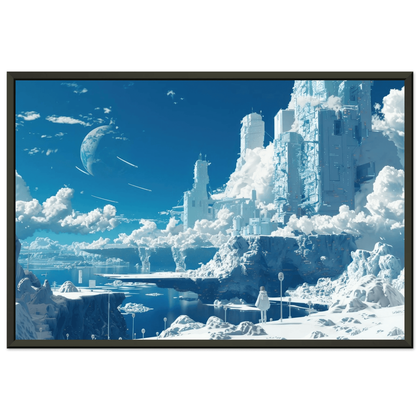 🐉🇯🇵✨ Affiche encadrée métal CLI-FI Anime Concept – Frozen World - Aura Studio Déco