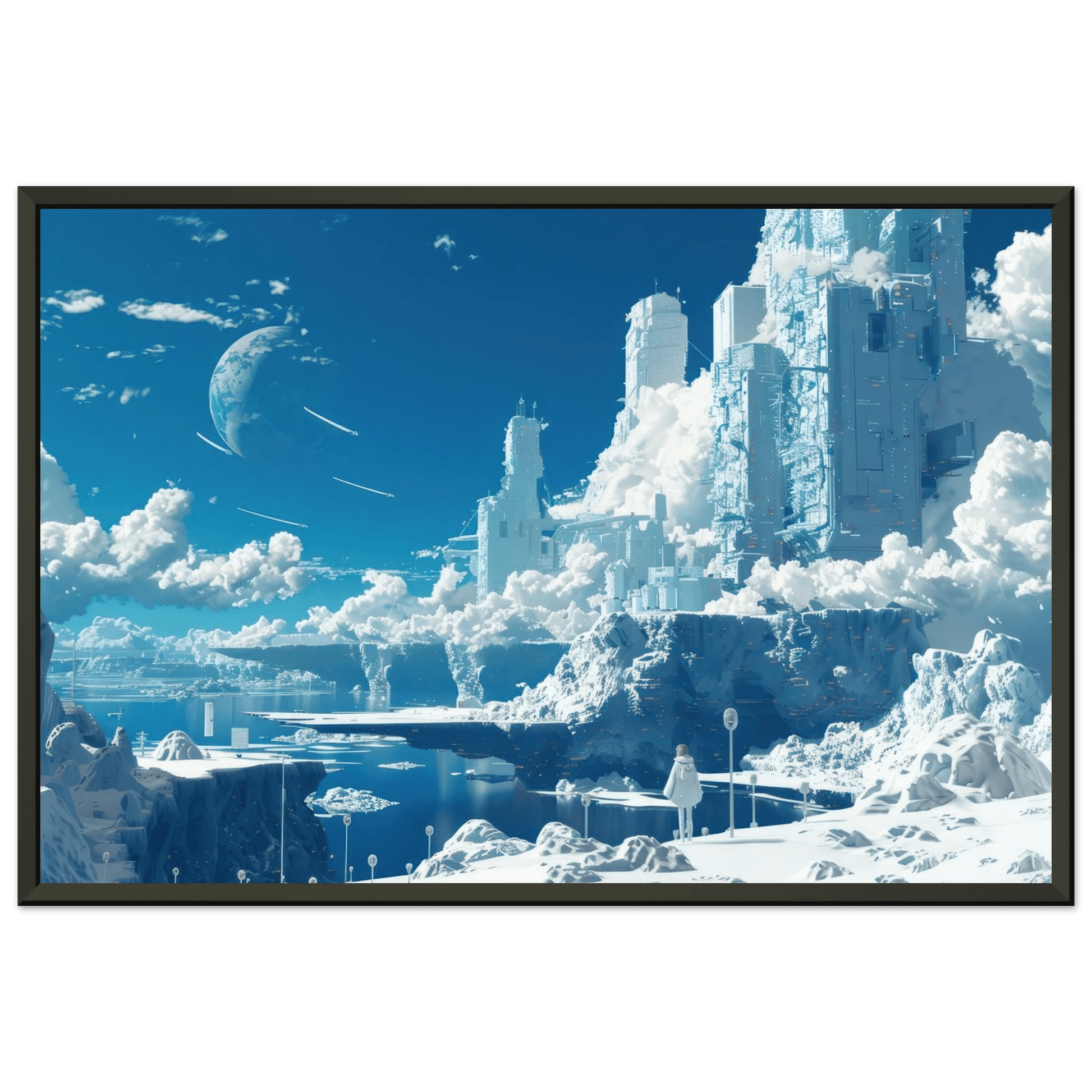 🐉🇯🇵✨ Affiche encadrée métal CLI-FI Anime Concept – Frozen World - Aura Studio Déco