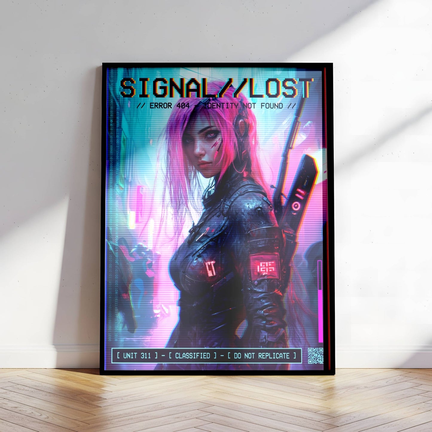 ☣️🧬 Série limitée Art Cyberpunk - Poster Cybergirl Lost Signal - Aura Studio Déco
