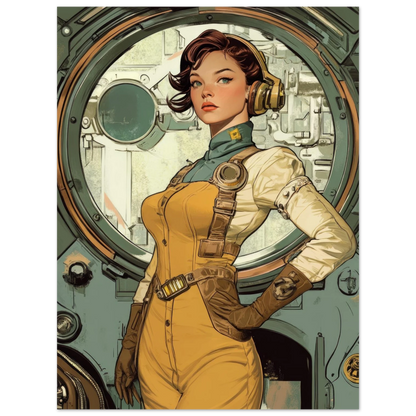 ✨ POSTER RETRO FUTUR MECHA WOMENS — Starship Series #97 - Aura Studio Déco