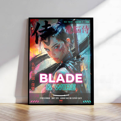 ☣️🧬 Série limitée Art Cyberpunk - Poster Cybergirl Blade - Aura Studio Déco