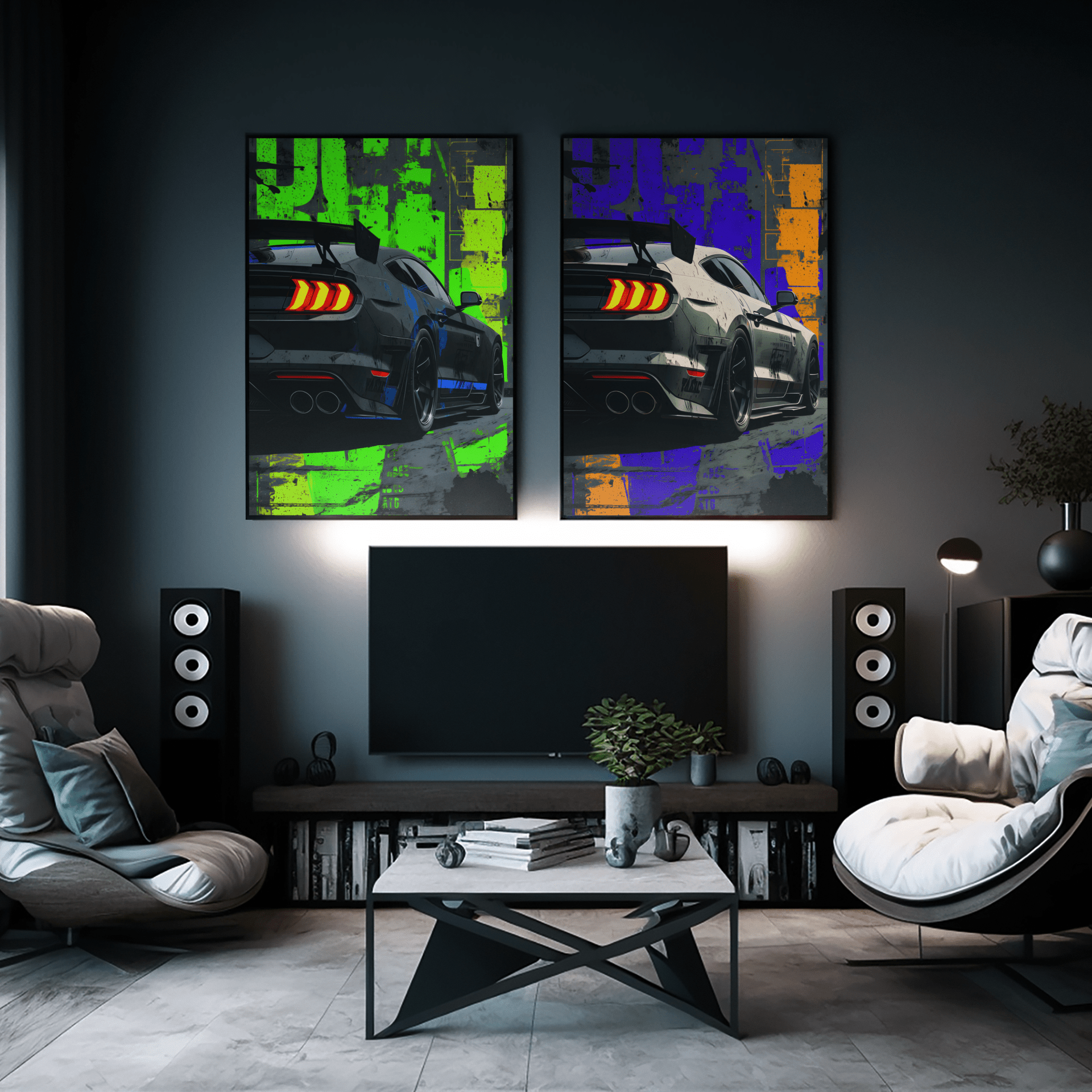 🏎️🏁Affiche Automobile Art' Style 2 Encadrée - Aura Studio Déco