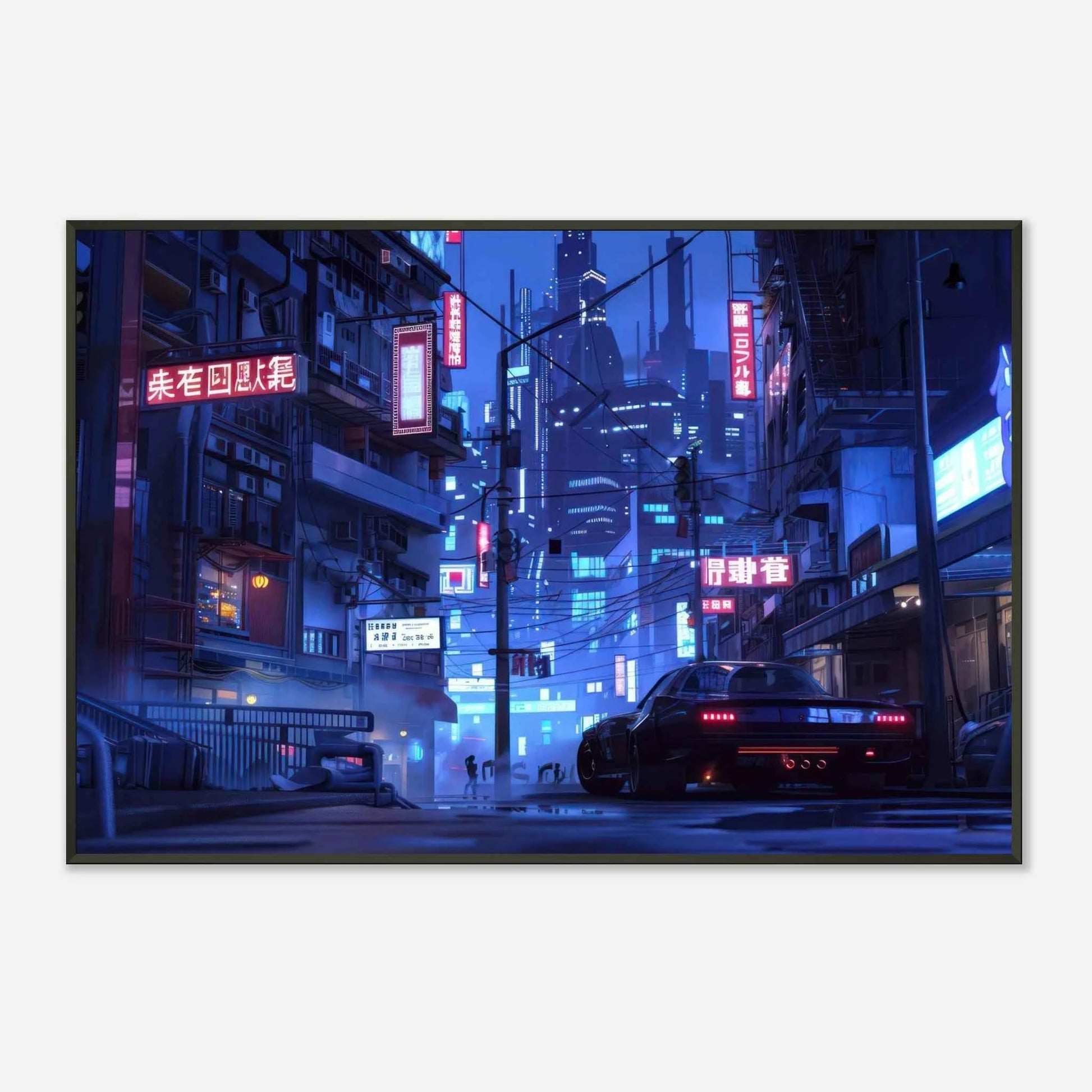 🐉🇯🇵✨ Affiche encadrée métal CLI-FI Anime Concept – Cyber Alley - Aura Studio Déco