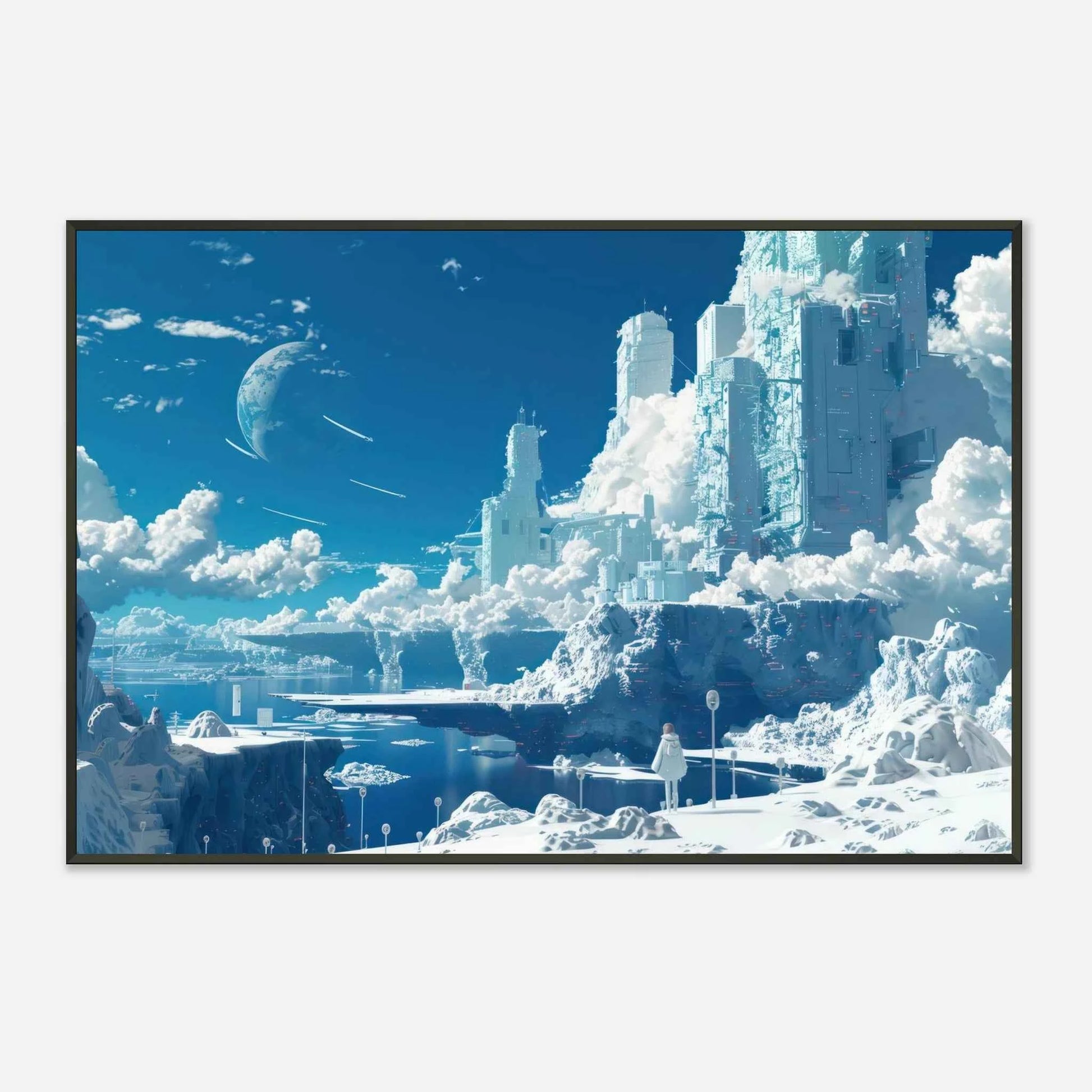 🐉🇯🇵✨ Affiche encadrée métal CLI-FI Anime Concept – Frozen World - Aura Studio Déco