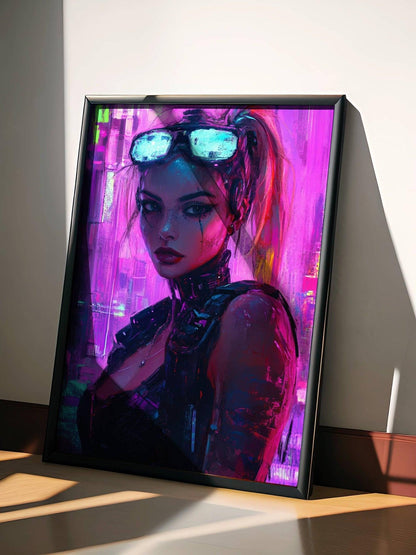 🧬Estampe d 'Art Affiche Cyber Girl Hors-série # 7– Art Mural Cyberpunk - Aura Studio Déco