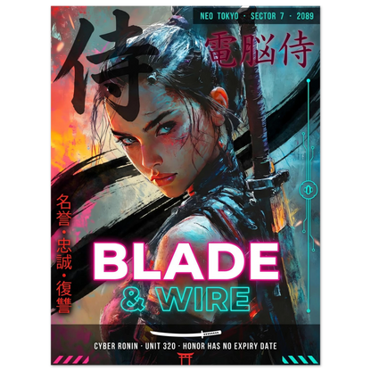 ☣️🧬 Série limitée Art Cyberpunk - Poster Cybergirl Blade - Aura Studio Déco