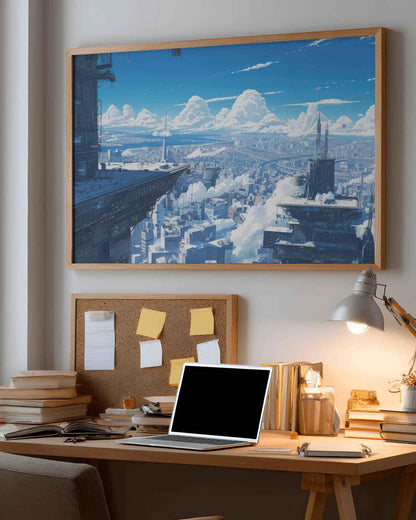 🐉🇯🇵✨ Affiche encadrée métal CLI-FI Anime Concept – Neo City - Aura Studio Déco