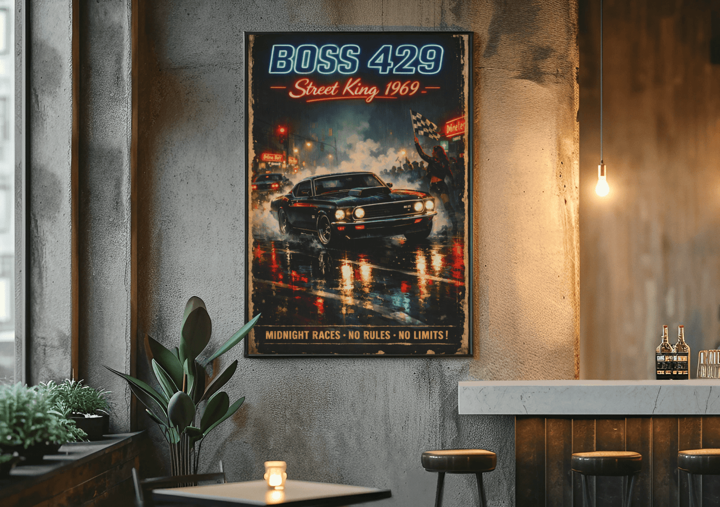 🏎️🏁 Affiche Automobile Street King Legend Encadrée - Aura Studio Déco