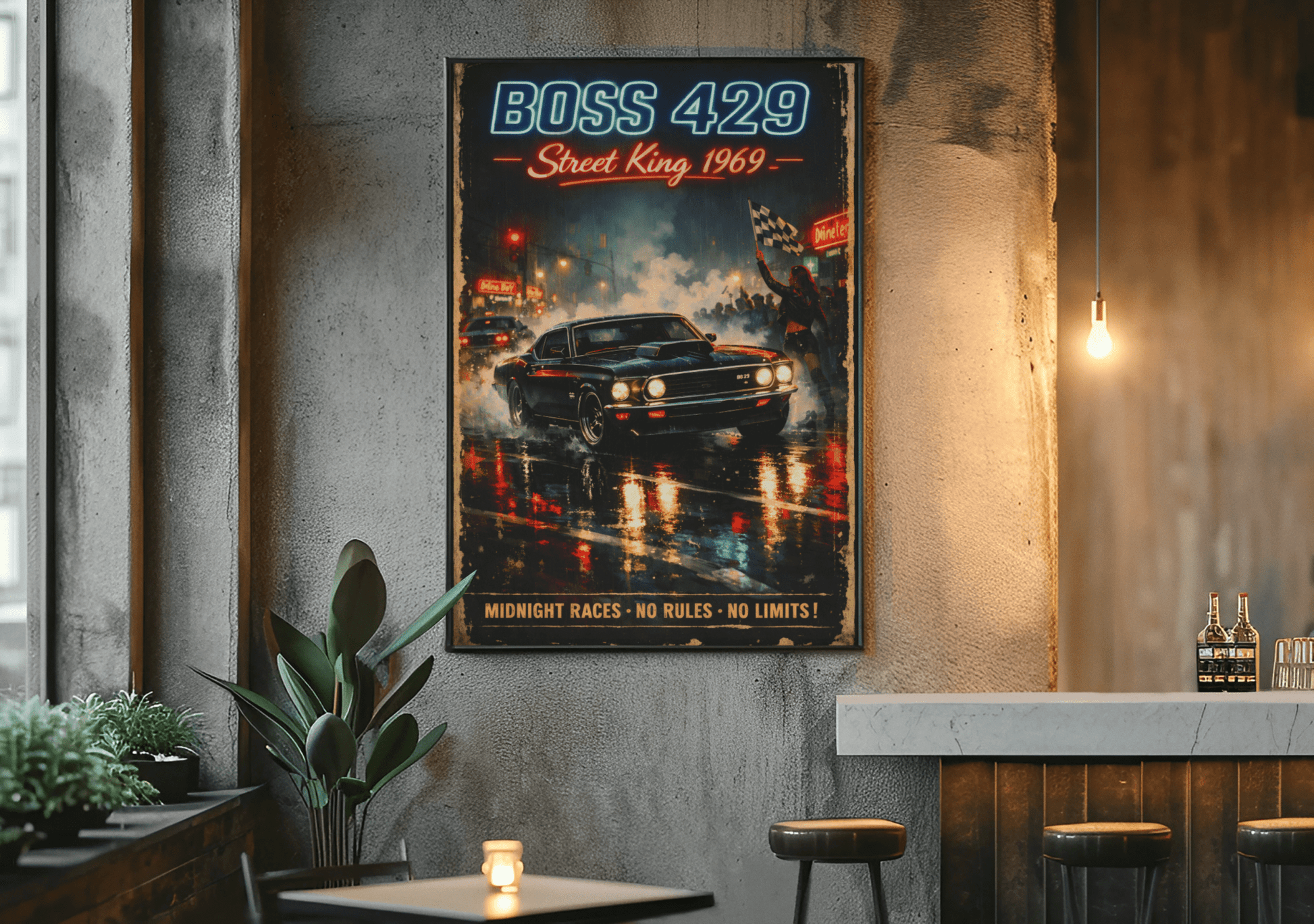 🏎️🏁 Affiche Automobile Street King Legend Encadrée - Aura Studio Déco