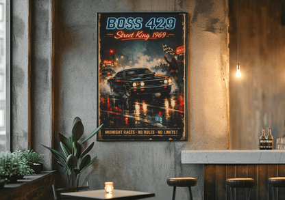 🏎️🏁 Affiche Automobile Street King Legend Encadrée - Aura Studio Déco