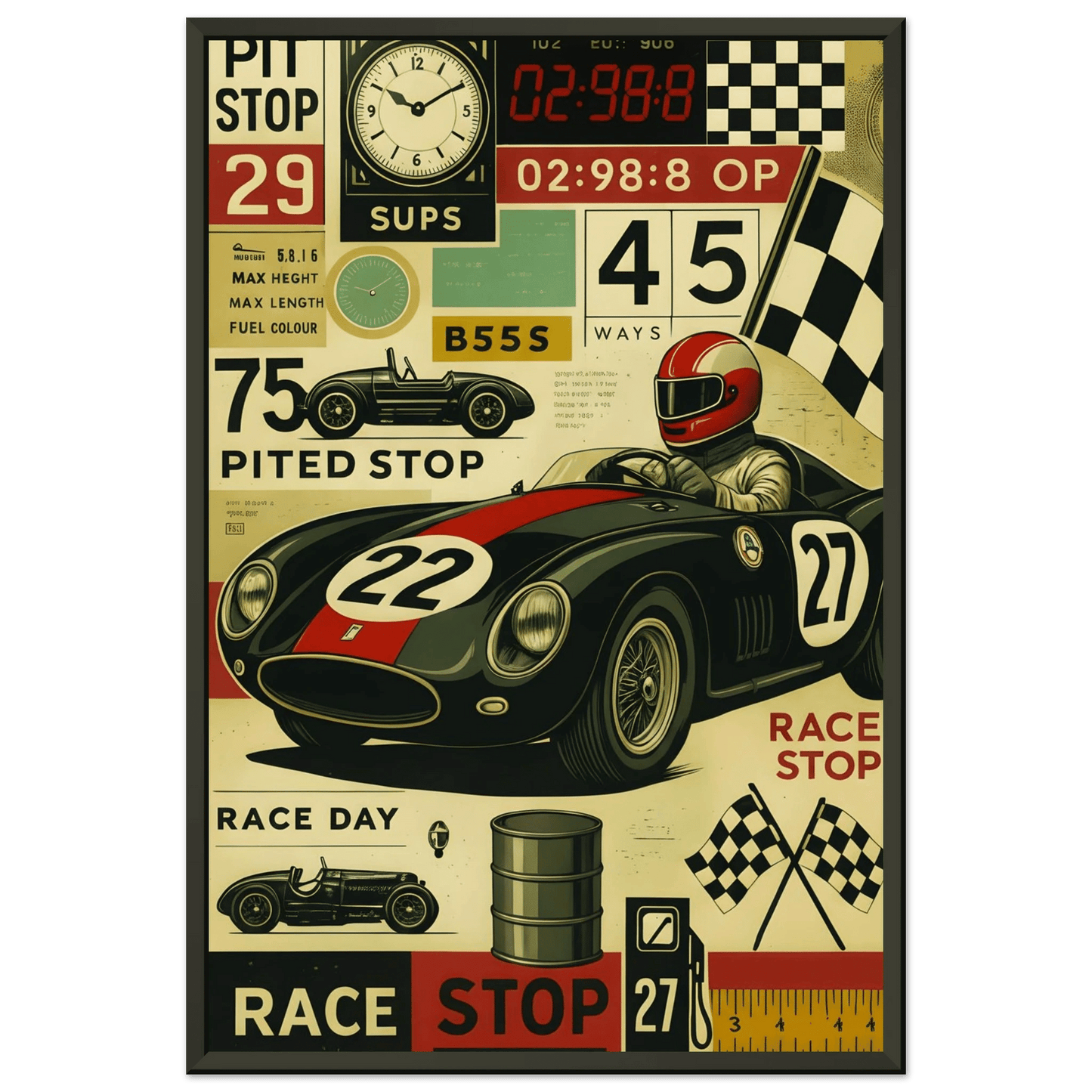 🏎️🏁Affiche Automobile Art' Design Encadrée - Aura Studio Déco