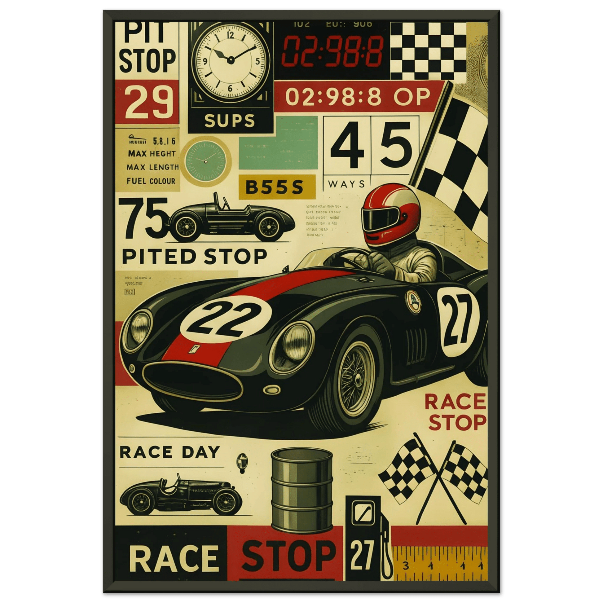 🏎️🏁Affiche Automobile Art' Design Encadrée - Aura Studio Déco