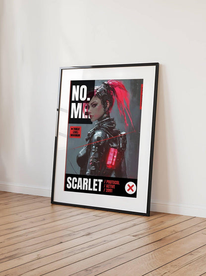 ☣️🧬 Série limitée Art Cyberpunk - Poster Cybergirl Scarlet - Aura Studio Déco