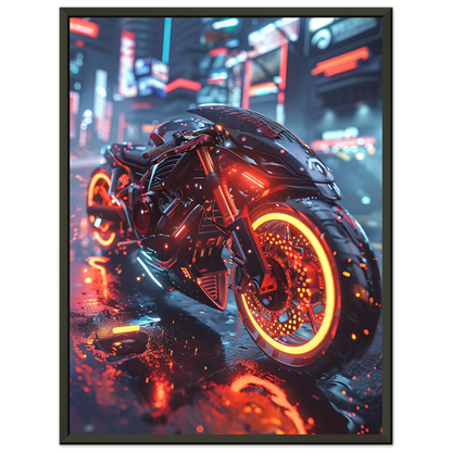 🏍️🏁🔧 Moto Cyberpunk Série futuriste #️⃣20  - (Affiche encadrée métal) - Aura Studio Déco