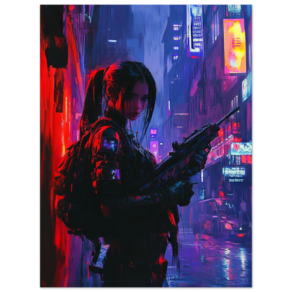 🌃🎮🌐🧬AFFICHE CYBERPUNK WAR GIRL ULTIMATE SERIE  13☢️ - Aura Studio Déco
