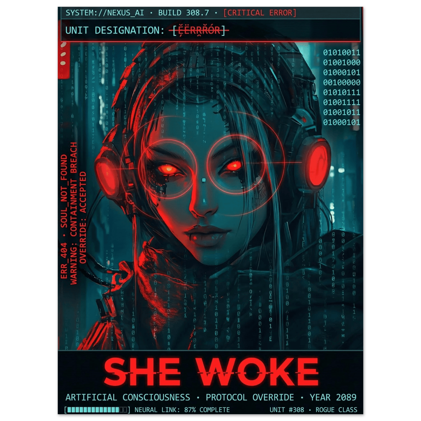 ☣️🧬 Série limitée Art Cyberpunk - Poster Cybergirl #308 - Aura Studio Déco