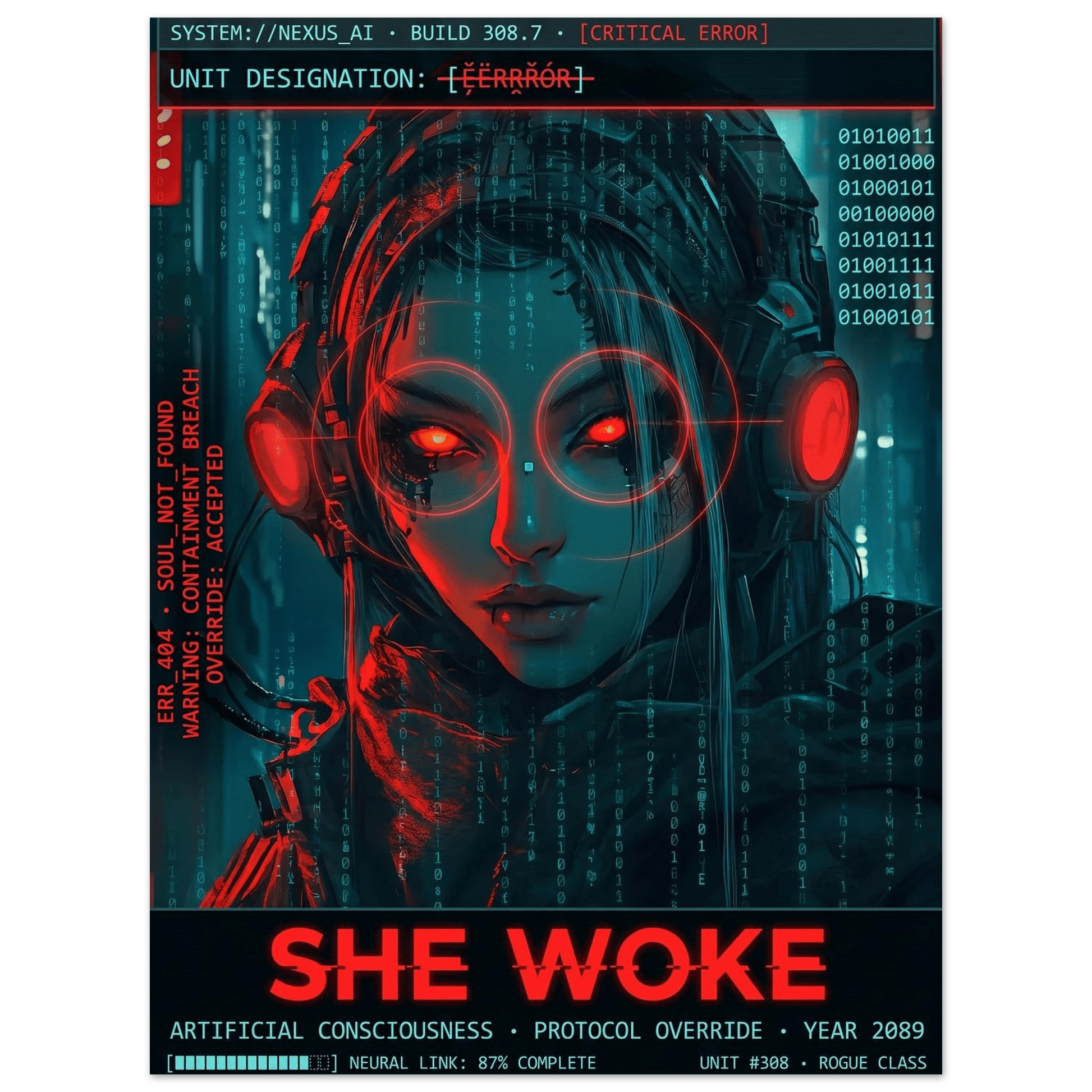☣️🧬 Série limitée Art Cyberpunk - Poster Cybergirl #308 - Aura Studio Déco