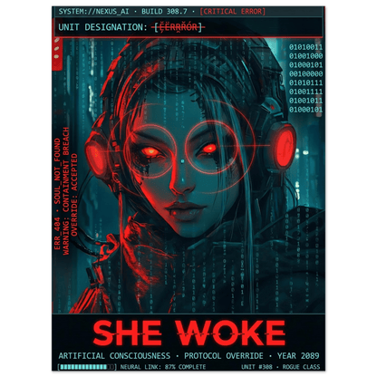 ☣️🧬 Série limitée Art Cyberpunk - Poster Cybergirl #308 - Aura Studio Déco