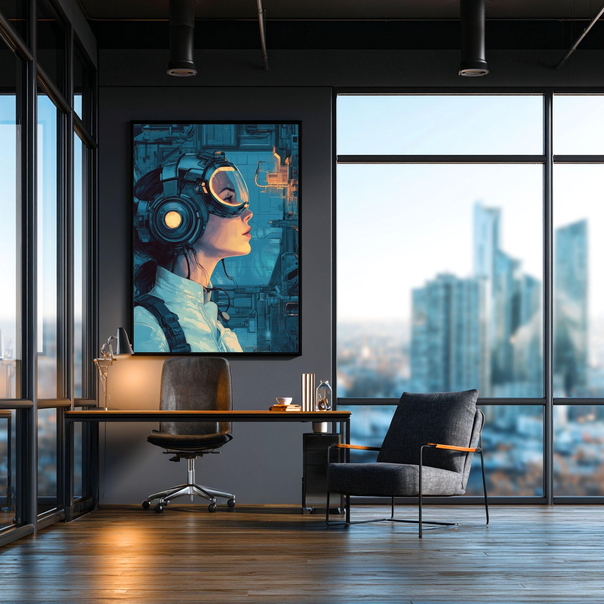 ✨ART MURAL RETRO FUTUR MECHA WOMENS — Starship Series #99 - Aura Studio Déco