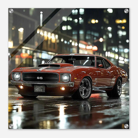 🏁⛽Tableau Acrylique Muscle Car #1🛢️Décoration Murale Luxe & Brillance - Aura Studio Déco