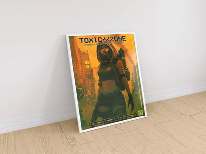 ☣️🧬 Série limitée Art Cyberpunk - Poster Cybergirl Toxic Zone - Aura Studio Déco
