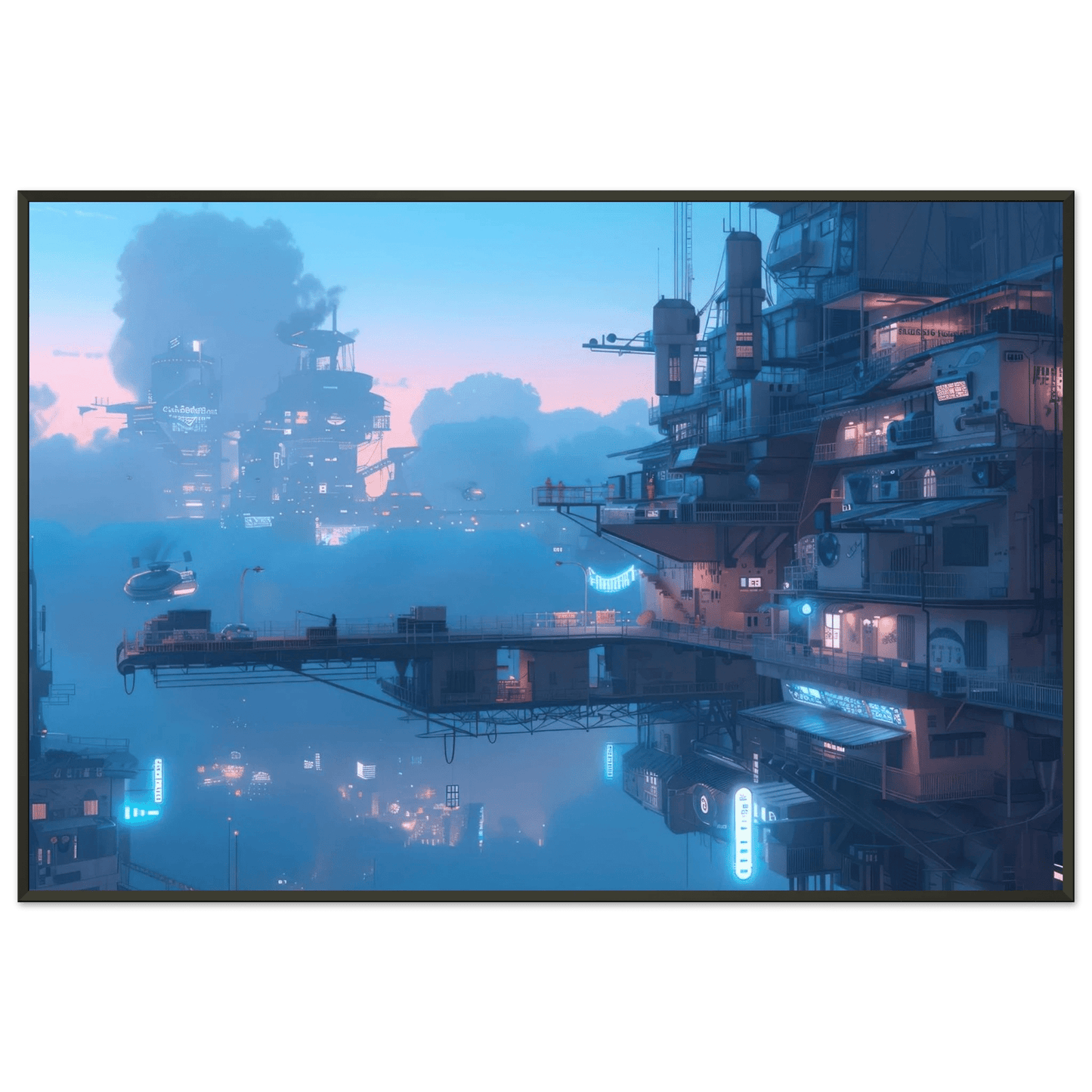 🐉🇯🇵✨ Affiche encadrée métal CLI-FI Anime Concept – Urban World - Aura Studio Déco