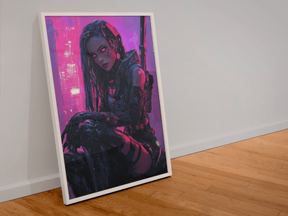 Estampe d'Art Affiche Cyber Girl #8 – Art Mural Cyberpunk - Aura Studio Déco