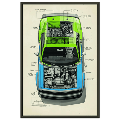 🏎️🏁Affiche Automobile Art' Plan Encadrée - Aura Studio Déco