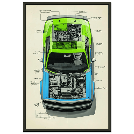🏎️🏁Affiche Automobile Art' Plan Encadrée - Aura Studio Déco