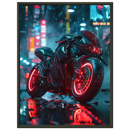 🏍️🏁🔧 Moto Cyberpunk Série futuriste #️⃣5  - (Affiche encadrée métal) - Aura Studio Déco
