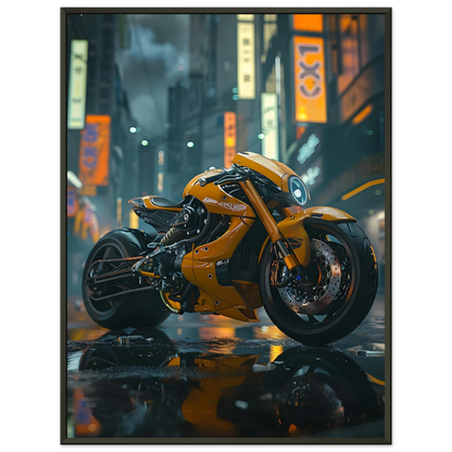 🏍️🏁🔧 Moto Cyberpunk Série futuriste #️⃣1  - (Affiche encadrée métal) - Aura Studio Déco